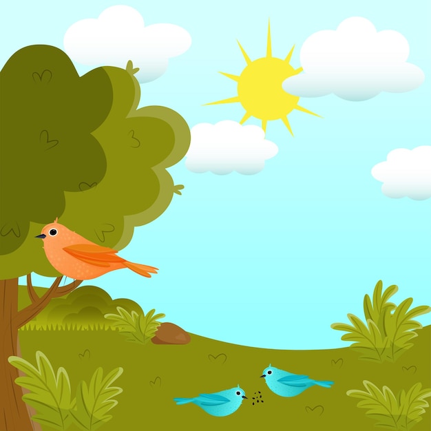 Vector pájaros del paisaje