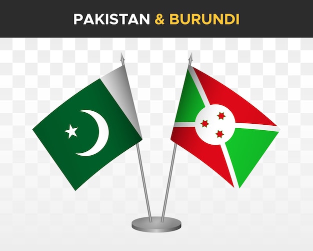 Pakistán vs burundi escritorio banderas maqueta aislado 3d vector ilustración mesa banderas