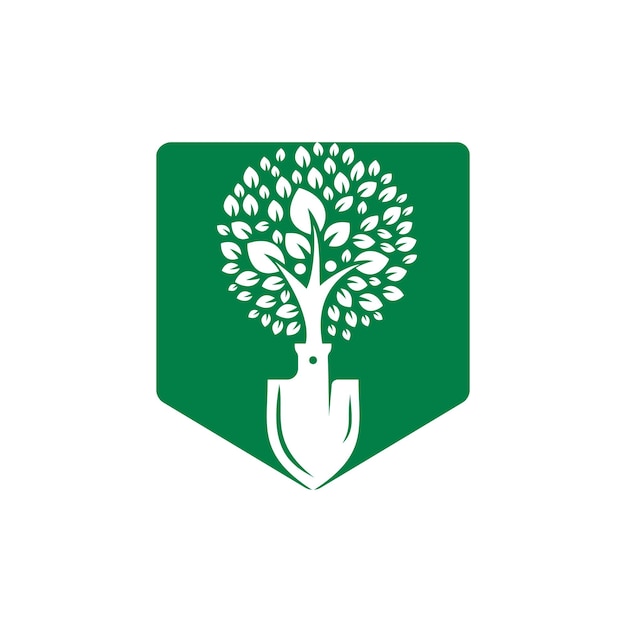 Pala con diseño de logotipo de vector de árbol humano
