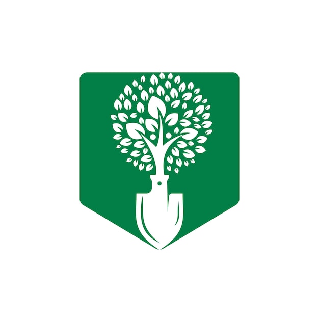 Pala con diseño de logotipo de vector de árbol humano