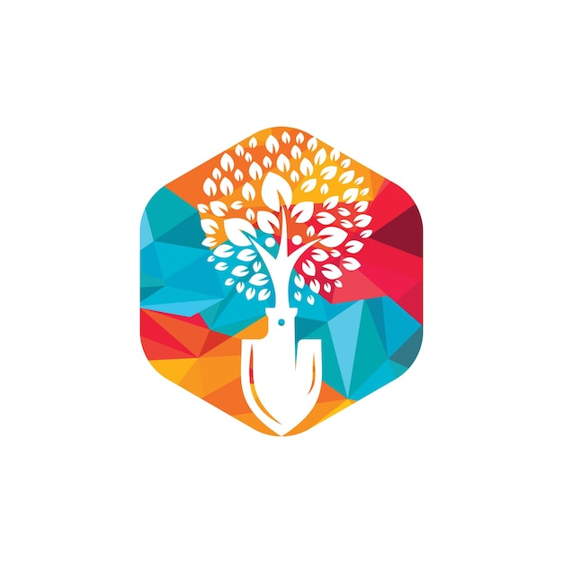 Pala con diseño de logotipo de vector de árbol humano