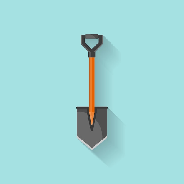 Pala en estilo plano para acampar herramienta de jardínTrabajar con la tierra Ilustración de GardenerVector