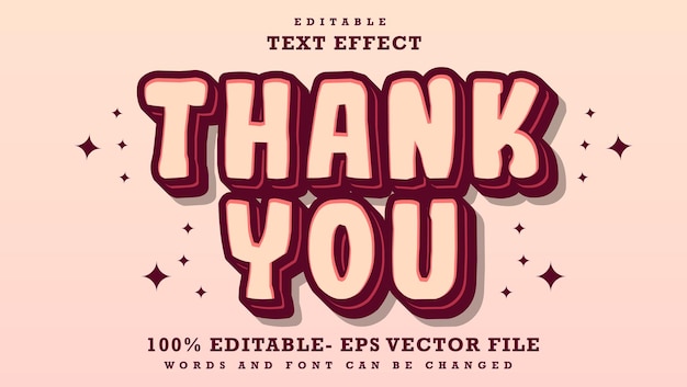 Palabra 3d mínima Gracias Efecto de diseño de efecto de texto editable guardado en estilo gráfico