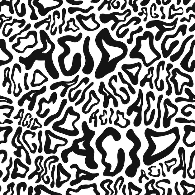 Palabra ácida ondulada deformada papel tapiz de patrones sin fisurasIlustración de carácter gráfico vectorialLsdsurrealacidtrippy lettering seamless pattern wallpaper print concept