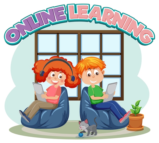 Palabra de aprendizaje en línea con niños