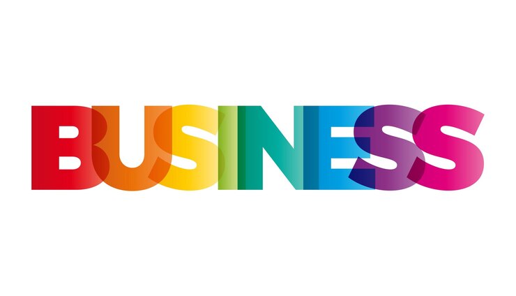 Vector la palabra banner de vector de negocios con el arco iris de colores de texto