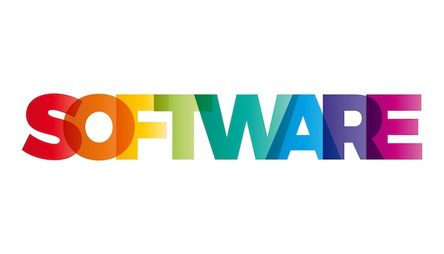 La palabra banner de Vector de software con el arco iris de color de texto