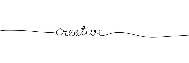 Vector palabra creativa texto de caligrafía continua de una línea ilustración vectorial de escritura a mano de arte lineal