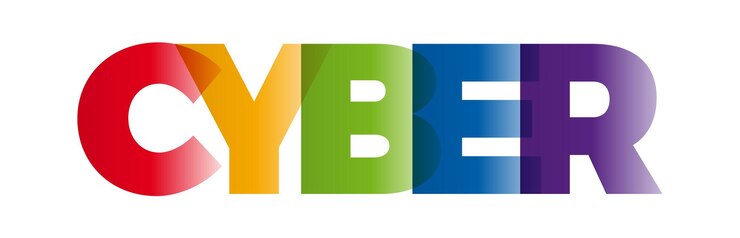 Vector la palabra cyber vector banner con el texto coloreado del arco iris
