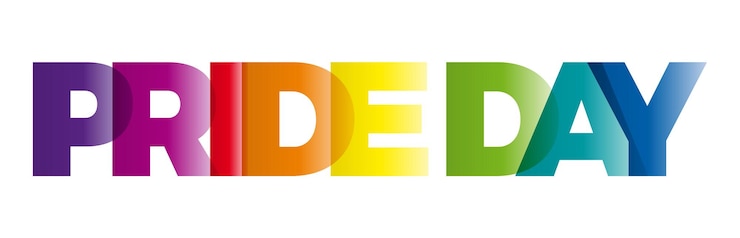 Vector la palabra día del orgullo vector pancarta con el texto de color arco iris