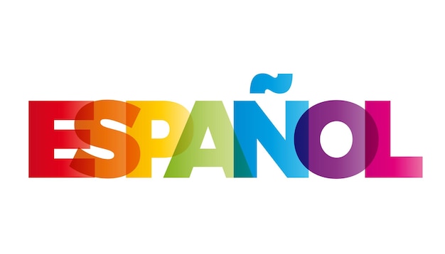 La palabra español Vector banner con el arco iris de colores de texto