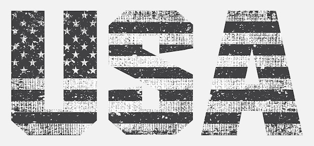 Palabra de Estados Unidos con bandera americana en estilo grunge