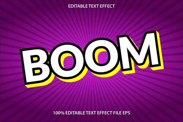Vector la palabra y la fuente de efecto de texto boom editables se pueden cambiar
