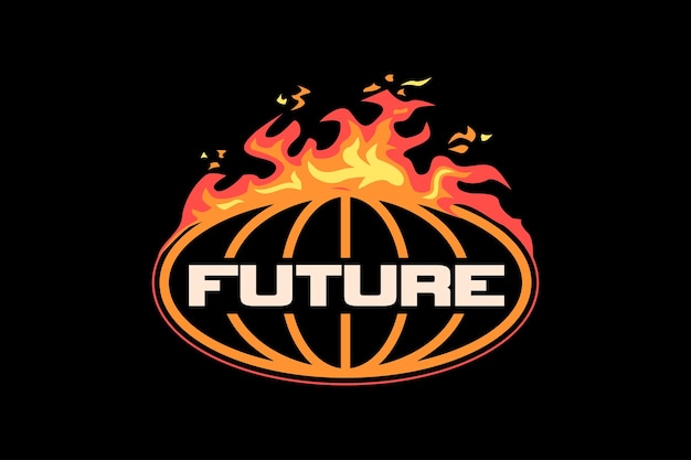 La palabra futuro en un fuego con la palabra futuro en él