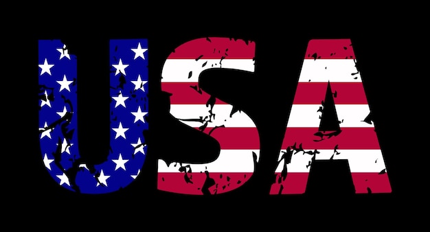 Palabra grunge Estados Unidos con bandera.