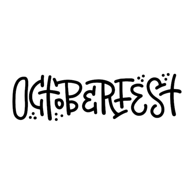 Palabra de letras de moda de vector - Octoberfest - para diseño de banner y superposiciones. Composición de línea abstracta negra.