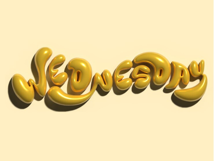 Vector la palabra miércoles escrita en letras de oro modelado en 3d