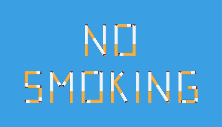 Vector palabra de no fumar hecha de ilustración plana de cigarrillos