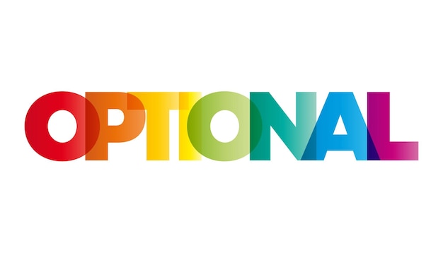 La palabra opcional vector banner con el texto de color arco iris