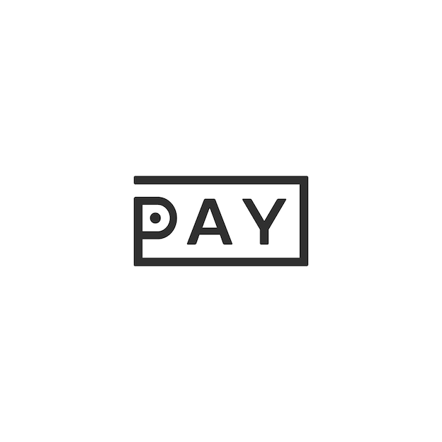 La palabra PAY en forma de billetera en negro en transparente