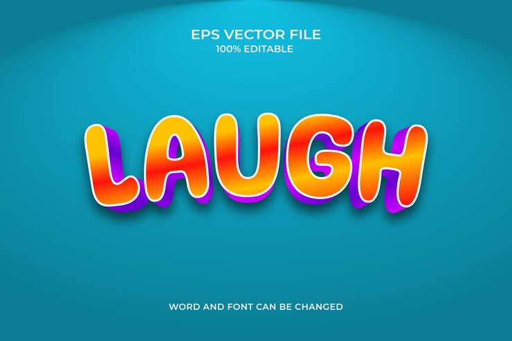 Vector la palabra reír con un fondo azul.