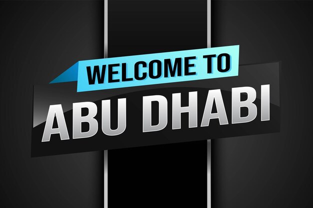 palabra de texto bienvenido a Abu Dhabi ciudad de los Emiratos Árabes Unidos icono logotipo cartel vector diseño moderno gráfico puede usar banner