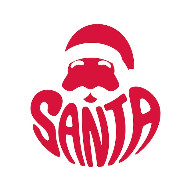 Palabra de texto de Santa con diseño vectorial de la cabeza de Santa
