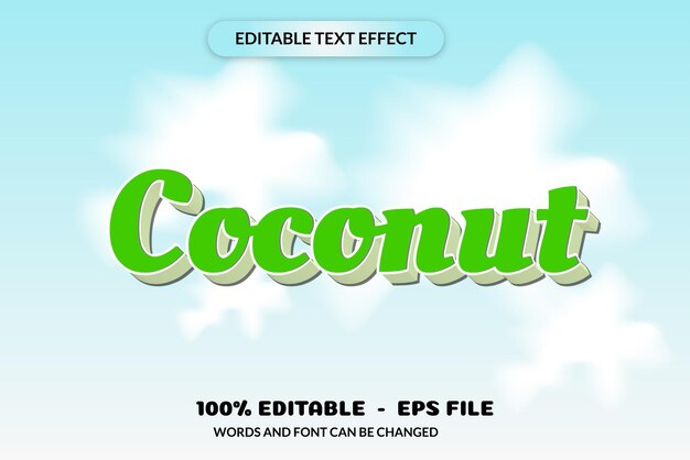 Vector las palabras y la fuente de coco de efecto de texto editable se pueden cambiar