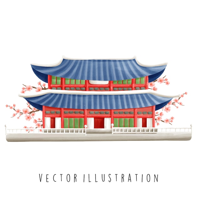 Vector el palacio coreano.