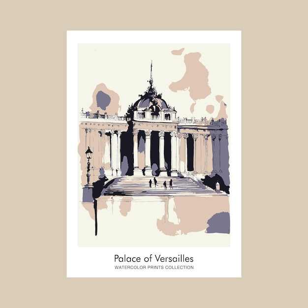 Vector palacio de versalles pintura vintage
