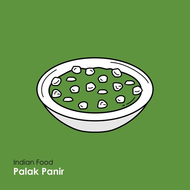 Palak panir ilustración comida india vector stock