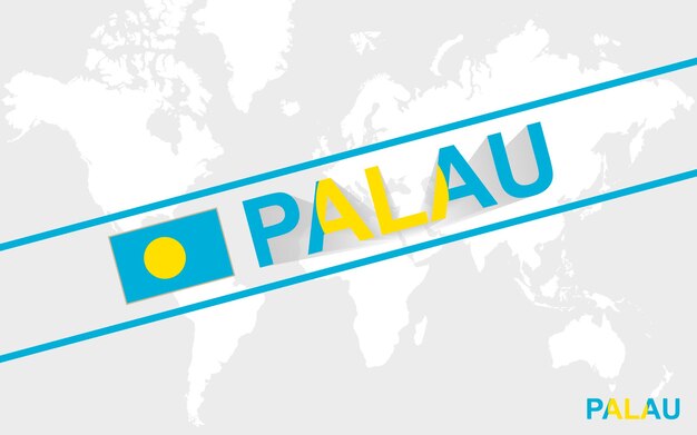 Palau mapa bandera y texto ilustración