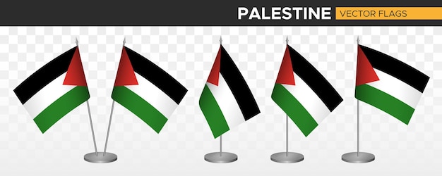 Palestina escritorio banderas maqueta 3d vector ilustración mesa bandera de palestina