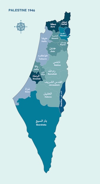 Vector palestina mapa con ciudades vector