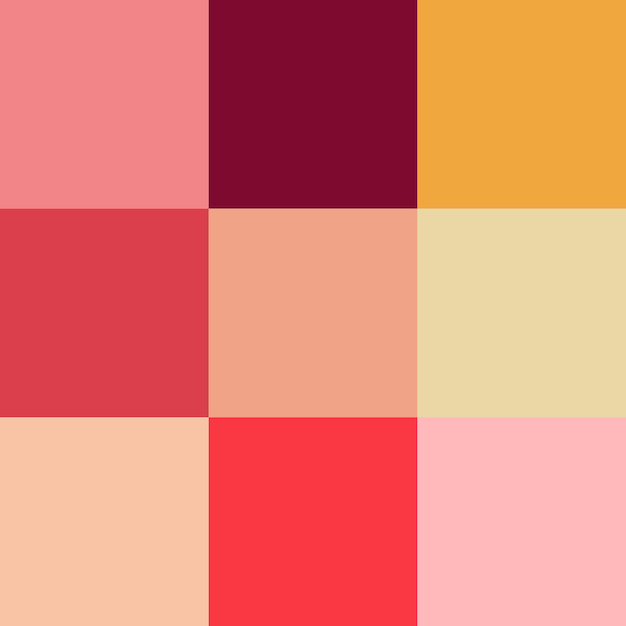 Paleta cálida con rojos vibrantes y rosas suaves