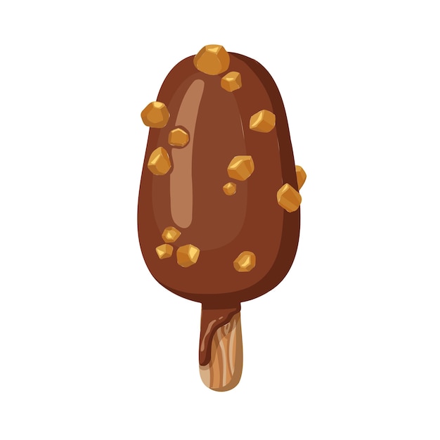 Paleta de chocolate con ilustración de helado de sorbete de nueces doradas