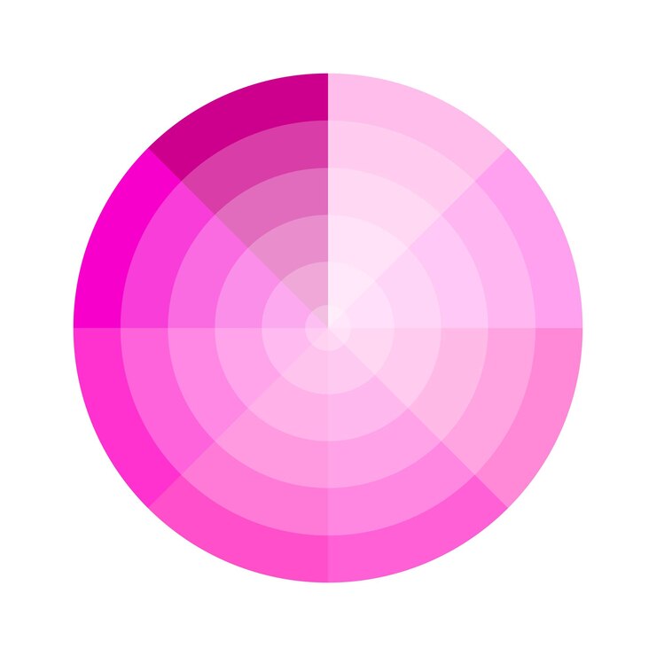 Vector paleta de círculos rosados rueda de colores vectorial gráfico de tonos brillantes icono de gradiente simétrico