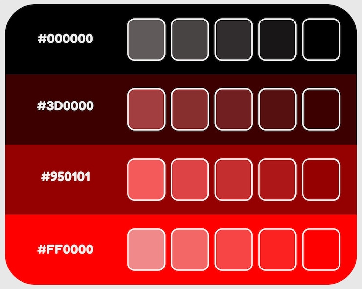 Vector paleta de color rojo negro vector colores oscuros catálogo rgb colores pantone combinación de colores
