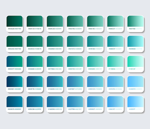 Vector paleta de colores aguamarina y azul con hexágono