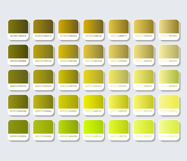 Vector paleta de colores amarillo y ocre con hexágono