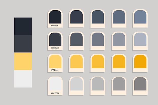 Paleta de colores blanco amarillo negro, catálogo de colores de neón combinación de colores armoniosos, colores pantone rgb