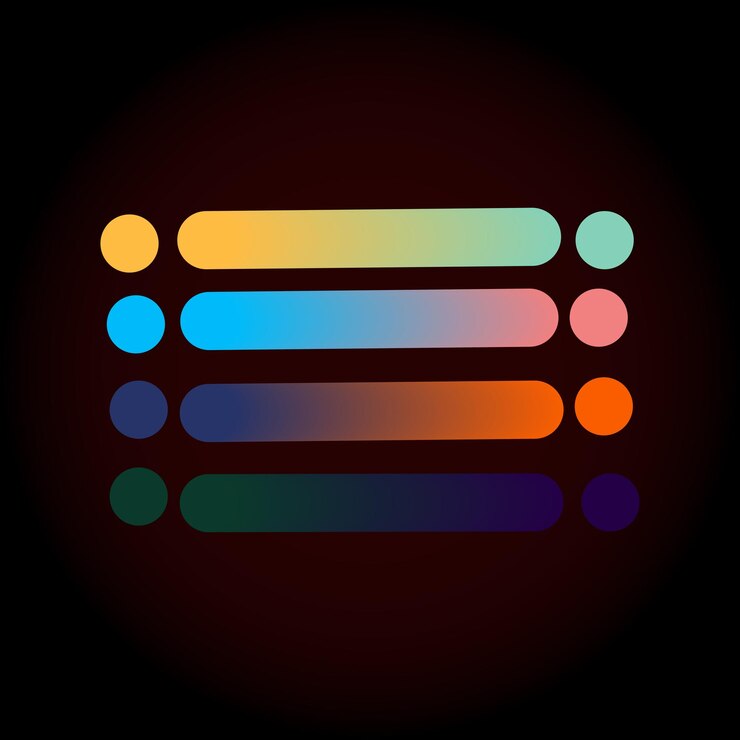 Vector paleta de colores con gradiente con elementos vectoriales