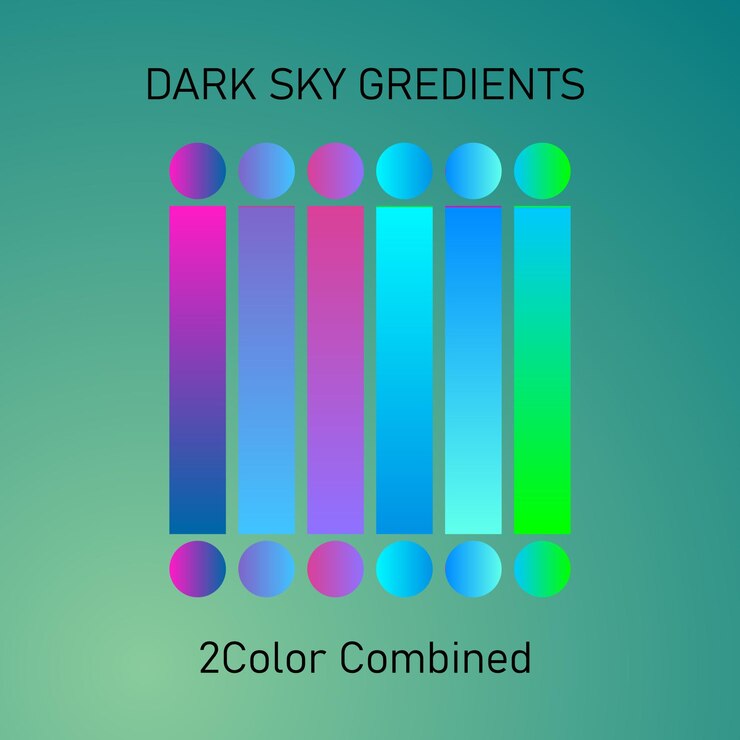 Vector paleta de colores con gradiente con elementos vectoriales