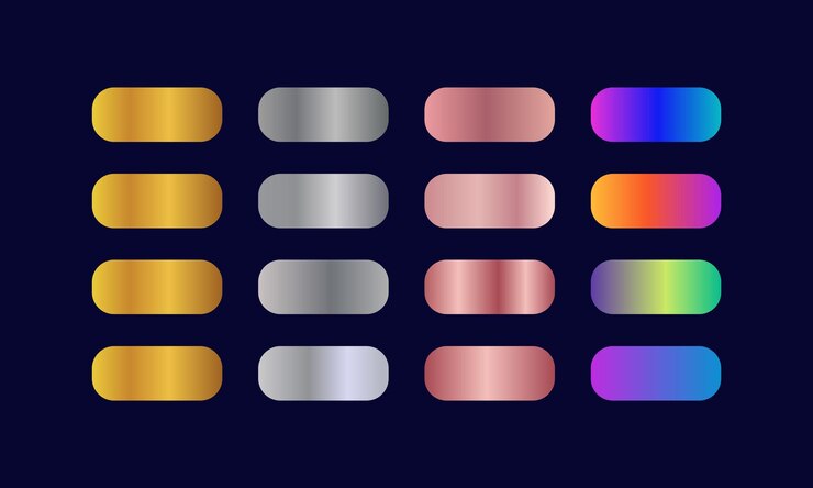 Vector paleta de colores con gradiente metálico
