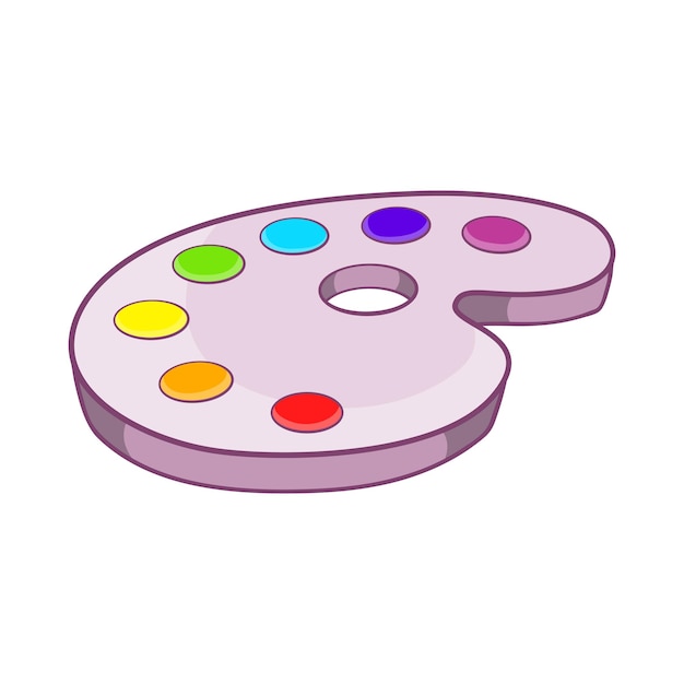 Paleta de colores icono al estilo de dibujos animados aislado en fondo blanco Símbolo de dibujo