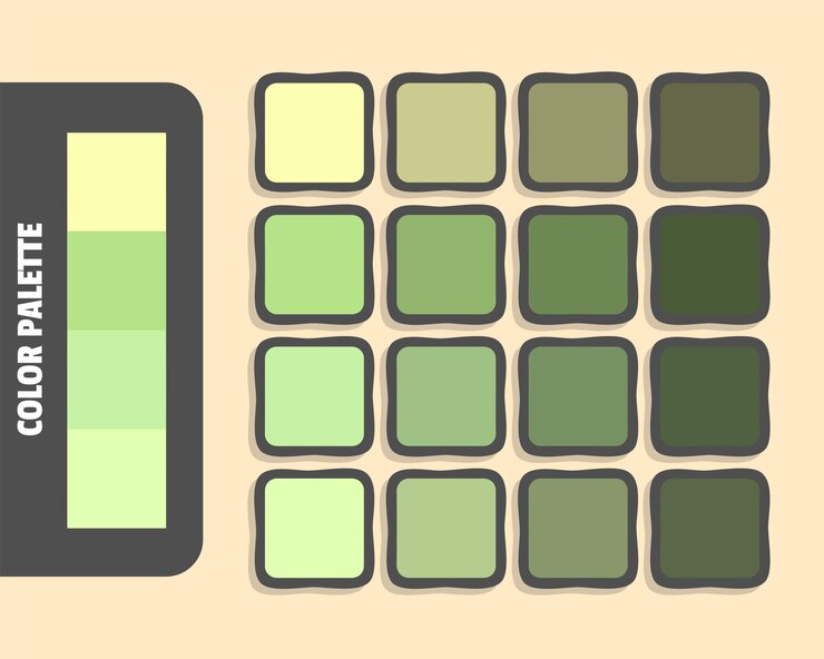 Vector paleta de colores de mocasín verde claro palegoldenrod palegoldenrad colores que coinciden con los colores rgb armoniosos