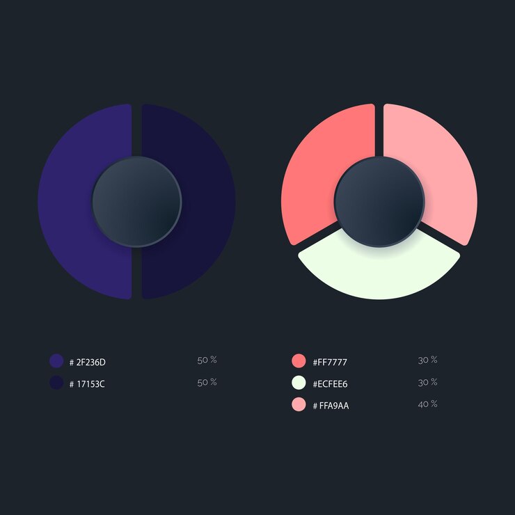 Vector paleta de colores moderna de infografía y plantilla de colores diferentes