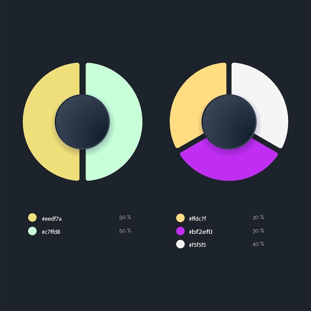 Paleta de colores moderna de infografía y plantilla de colores diferentes