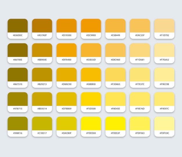 Vector paleta de colores ocre amarillo con hexágono