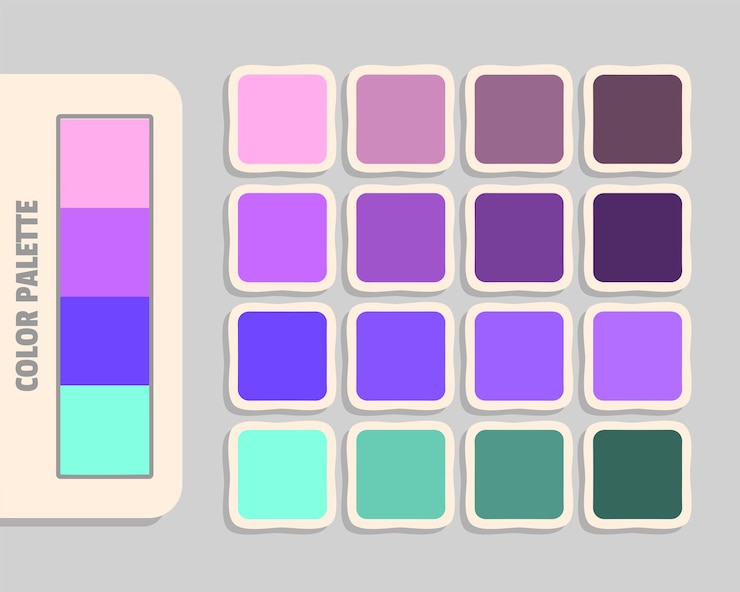 Vector la paleta de colores de la orquídea rosa medio azul azul azul marrón rgb colores que coinciden con colores armoniosos